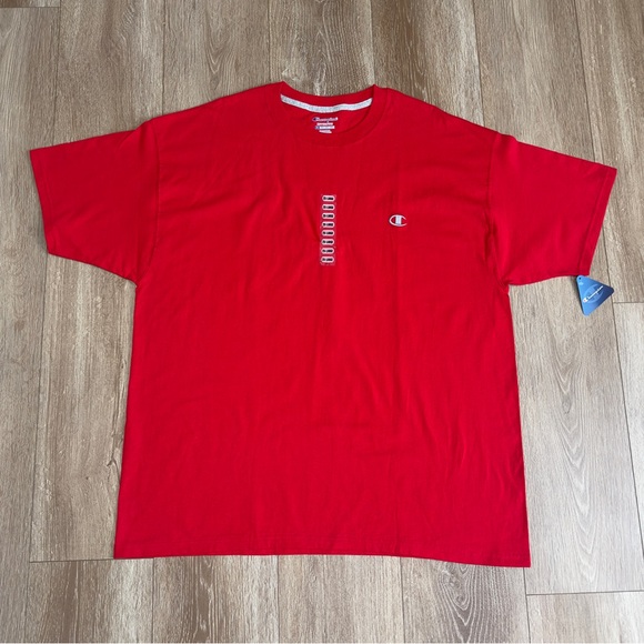 NWT CHAMPION Mens 2XL Red Crew Neck Logo T-SHIRT Tee - Picture 1 of 8
